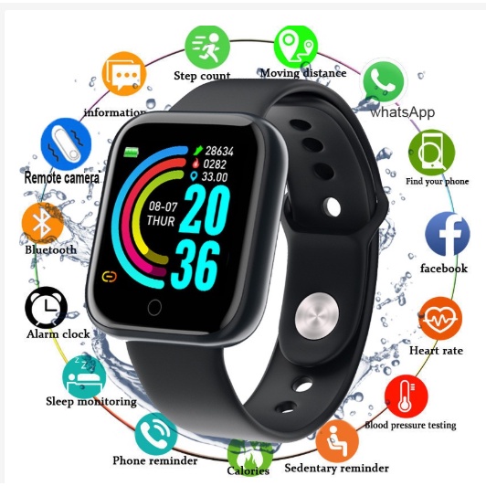 Y68 Smart Watch Bluetooth IP67 Waterproof Y68 Fitness Tracker Jam Tangan Heart Rate Monitor Sport Watch Smart Band