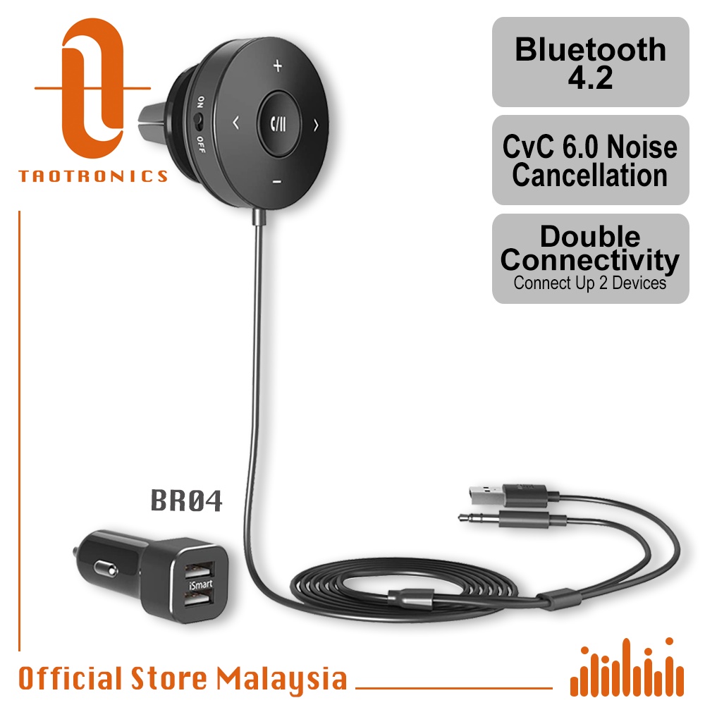 TaoTronics Bluetooth Receiver Bluetooth 4.2V Car Kit HandsFree Audio