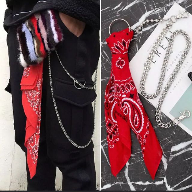Bandana with Chain Wallet Chain Chain For Belt Bandana Chain Hypebeast