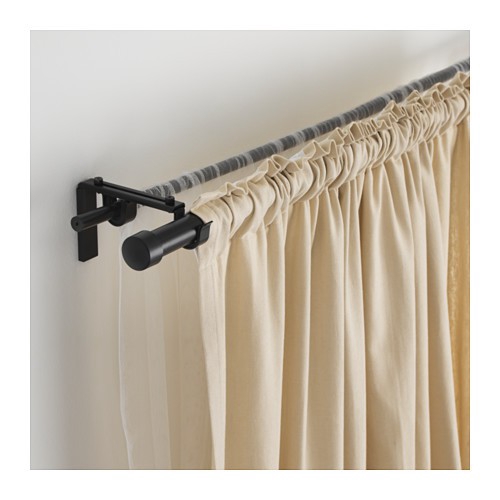 210 385 Cm Ikea Hugad Curtain Rod Black, Shower Curtain With Pockets Ikea