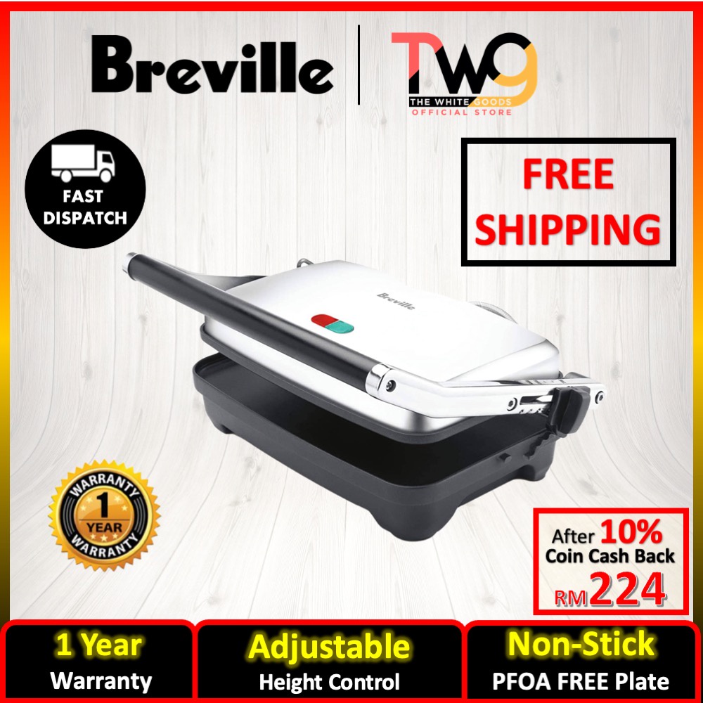 [FREE SHIPPING] Breville BSG220 The Toast and Melt Sandwich Press Brushed Stainless Steel Sandwich Maker Grill