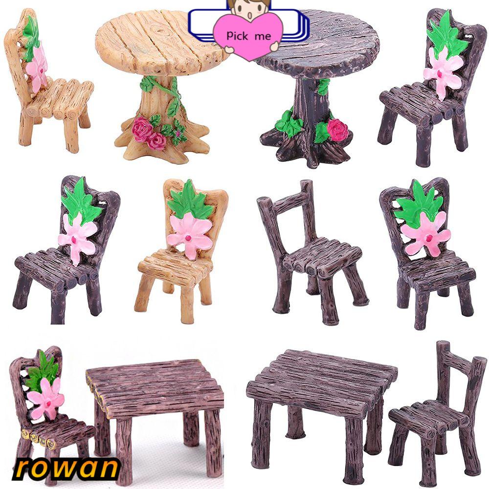 ROW 3pcs Fashion Mini Miniature DIY Gifts Garden Furniture Ornament Table and Chairs New Kids Favors Home Decor Dollhouse Accessories Micro Landscape