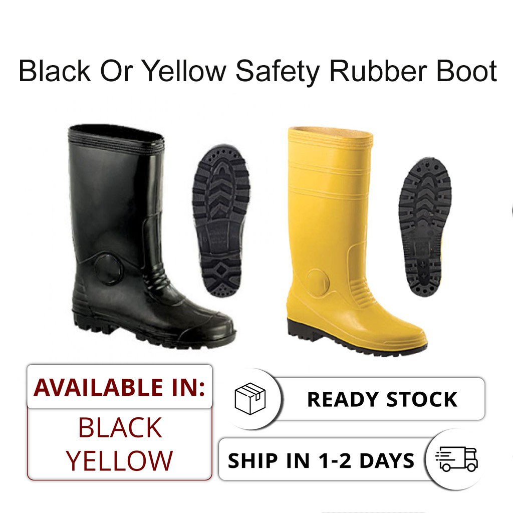 [ 1 UNIT ] Black Or Yellow Safety Rubber Boot Kasut Boot Getah #6000 ...