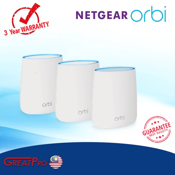 NETGEAR ORBI AC2200 1 ORBI ROUTER & 2 SATELLITE TRI-BAND WIFI SYSTEM (RBK23)