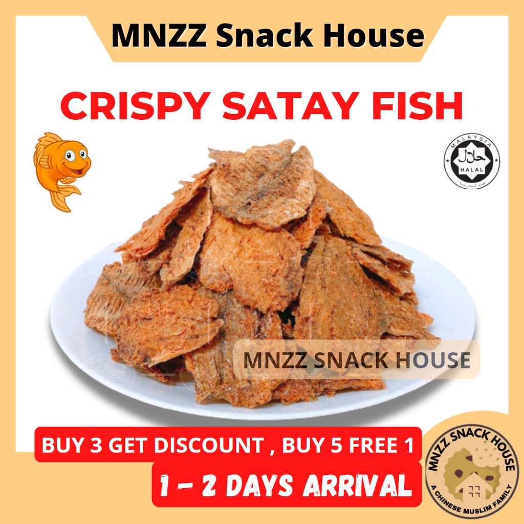 [ MNZZ ] 15 pack Satay Fish Crispy Crunchy Sate Ikan Groceries Snack Seafood Makanan Laut Keropok Kerepek Chips 鱿鱼片零食