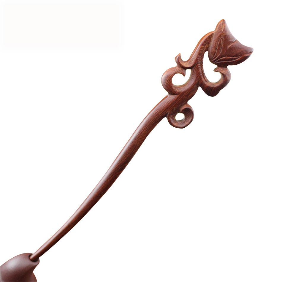 Red Sandalwood Hair Sticks Pins Boutique Carved Mexican Skull Fox