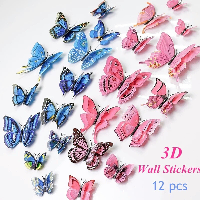 Download 12pcs 3d Wallpaper Colorful Pvc Magnet Butterfly Diy Butterfly Art Decal Wall Mural Stickers Home Decoration Shopee Malaysia