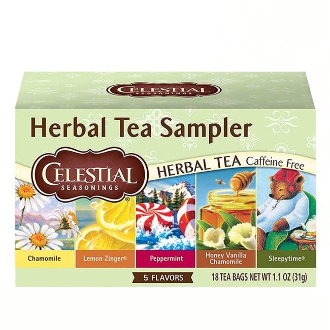 Celestial Seasonings, Herbal Tea Sampler, Caffeine Free, 5 Flavors, 18 Tea Bags, 1.1 oz (31 g