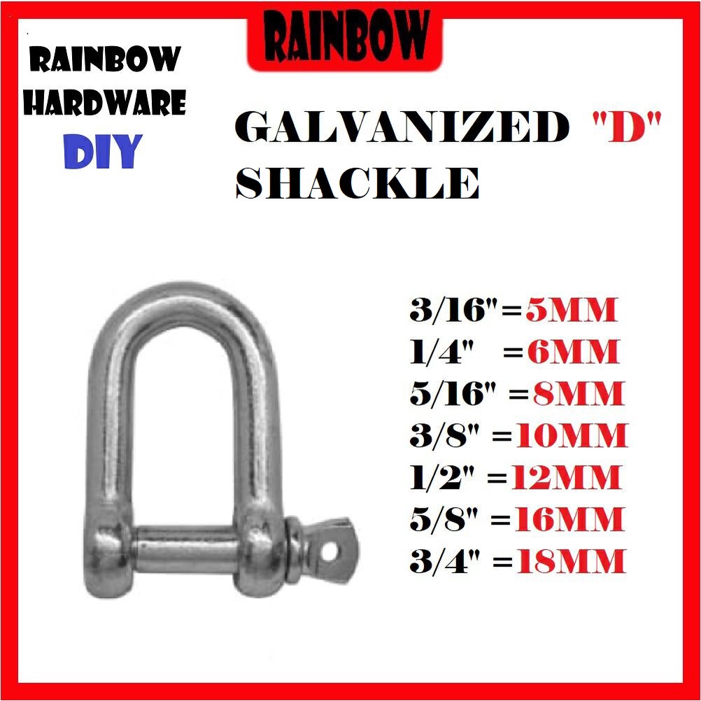 GALVANIZED D SHACKLE 1/2"(12MM),5/8"(16MM),3/4"(18MM) Shopee Malaysia