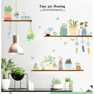 Hiasan Dinding Rumah Wall Sticker Flower Pot On Shelf Stiker Dinding Shopee Malaysia