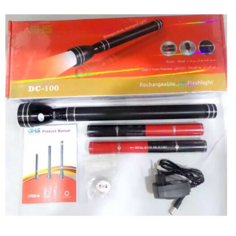 DC100 TORCH LIGHT BY JAPAN LONG RANGE GHS LED RECHARGEABLE FLASH TORCH