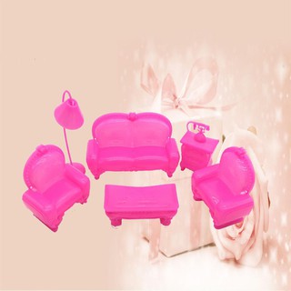 Pink Dollhouse Furniture Living Room Parlour Sofa Set For Barbie Accessories Shopee Malaysia