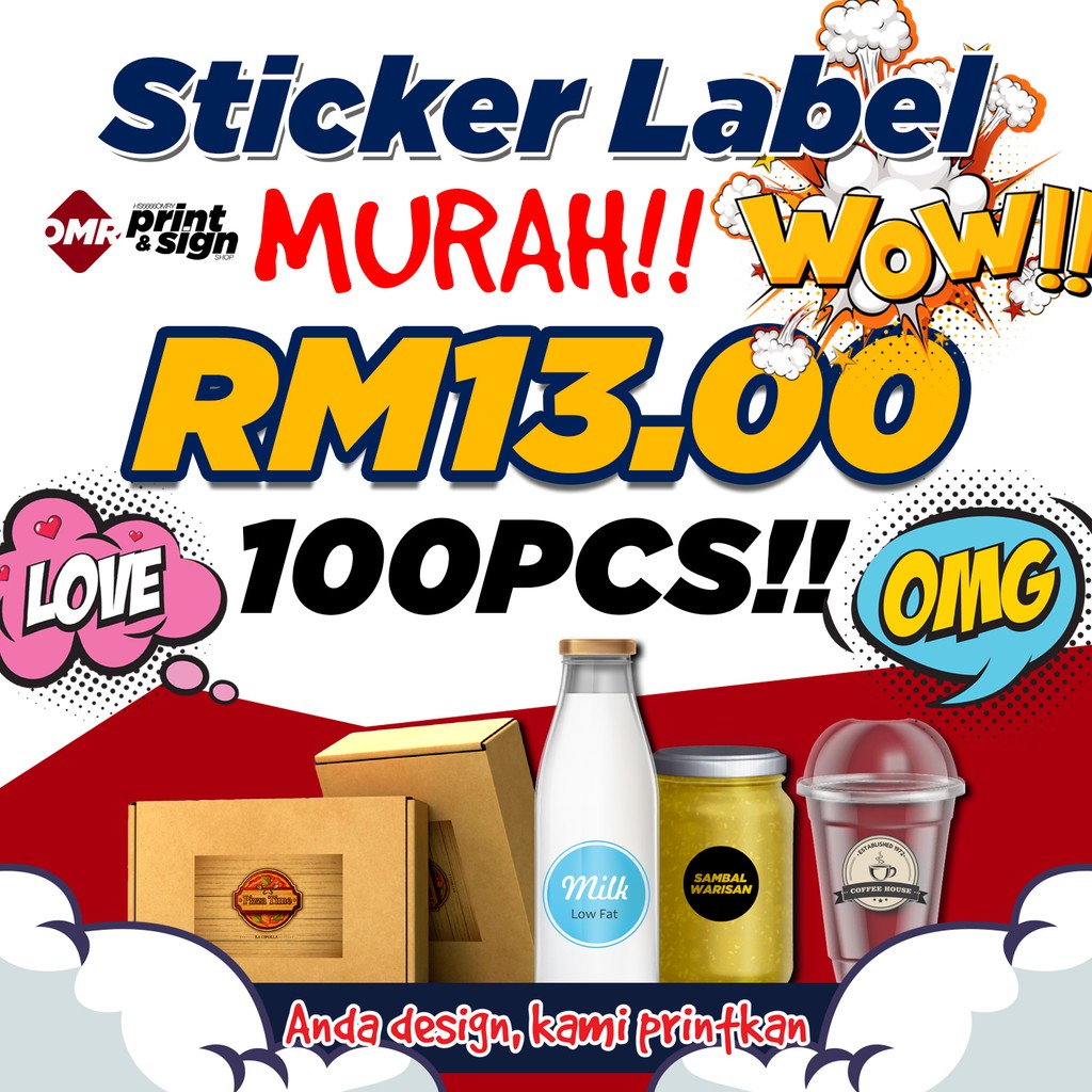 STICKER LABEL MURAH 100PCS | Shopee Malaysia