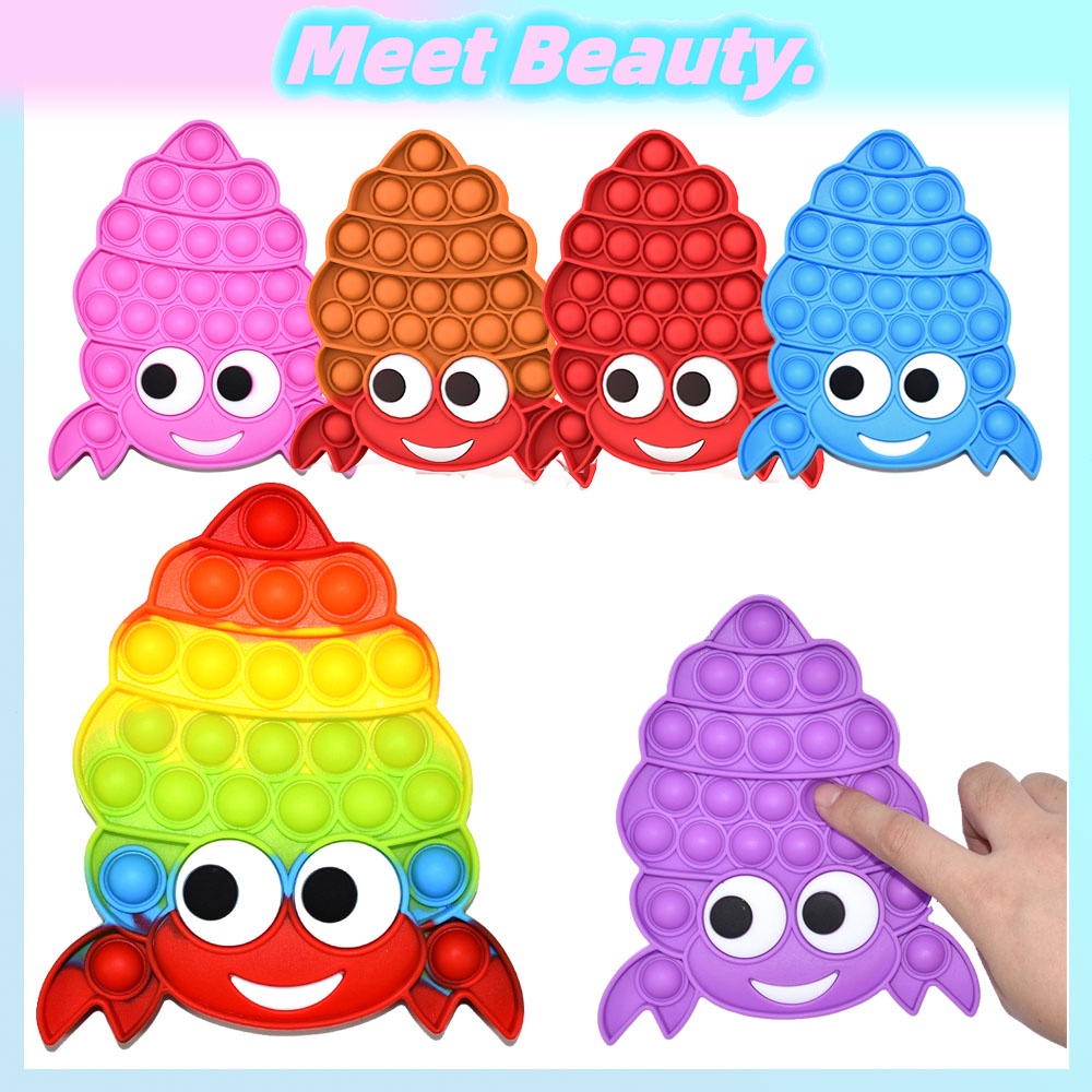 Push Bubble Pop It Fidget Toy Cute Hermit crab Squeeze Sensory Silicone ...