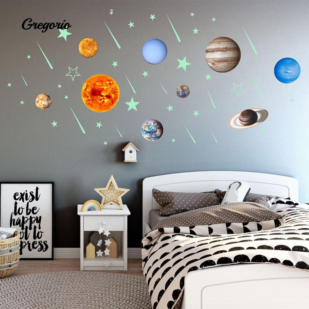 Wall Glow In The Dark Planet Stars Stickers Baby Kids