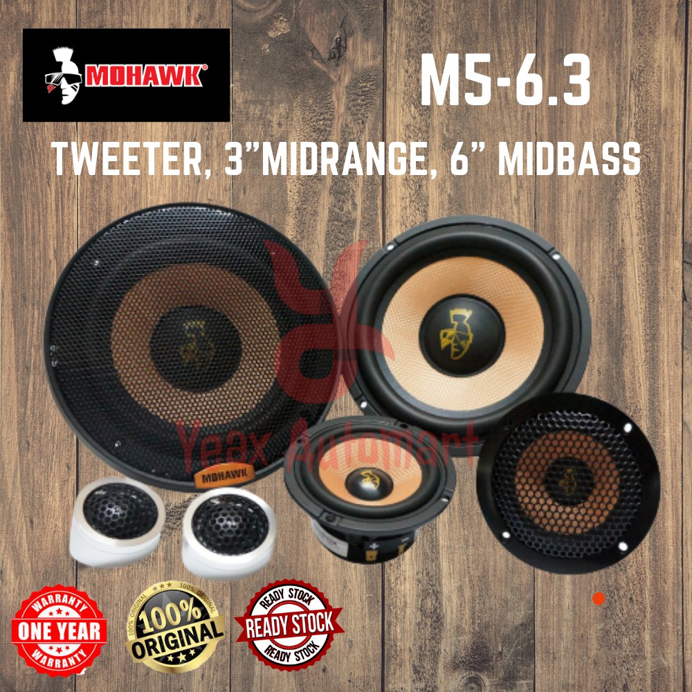 Mohawk Car Audio Sound System 21M16.3 3ways Tweeter 3" Midrange 6