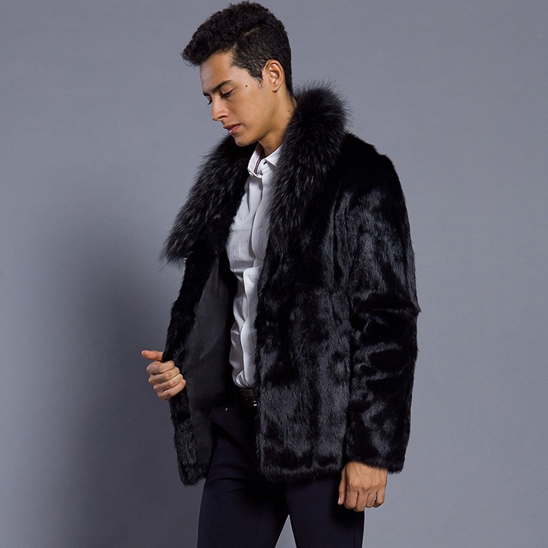Luxury Men Faux Fur Coat 2018 Winter, Mens Faux Fur Coats Black