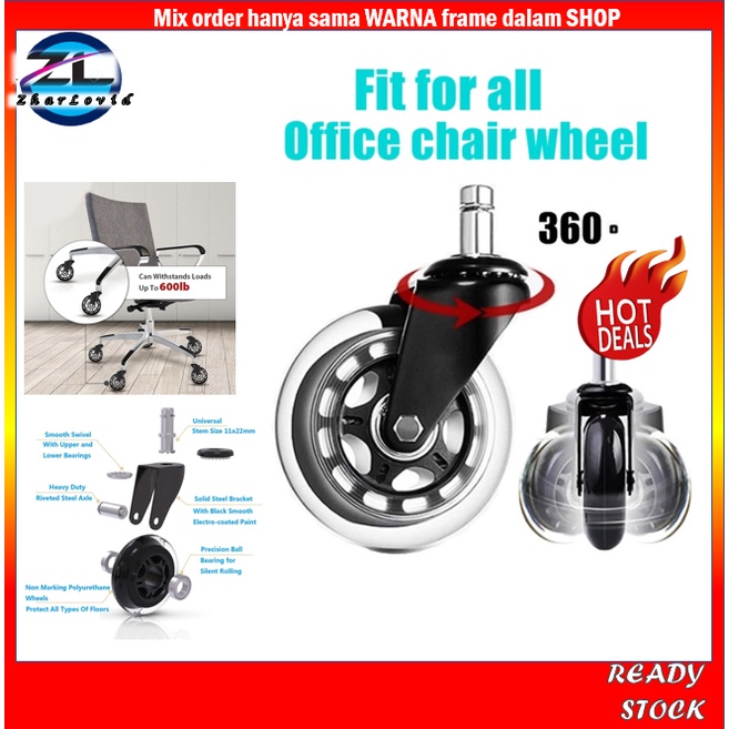 1PC 3 Inchi Tukar Roda Kerusi Office Pejabat Swivel Ofis Chair Roller Casters Offic Ergonomic Repair Ganti Rosak