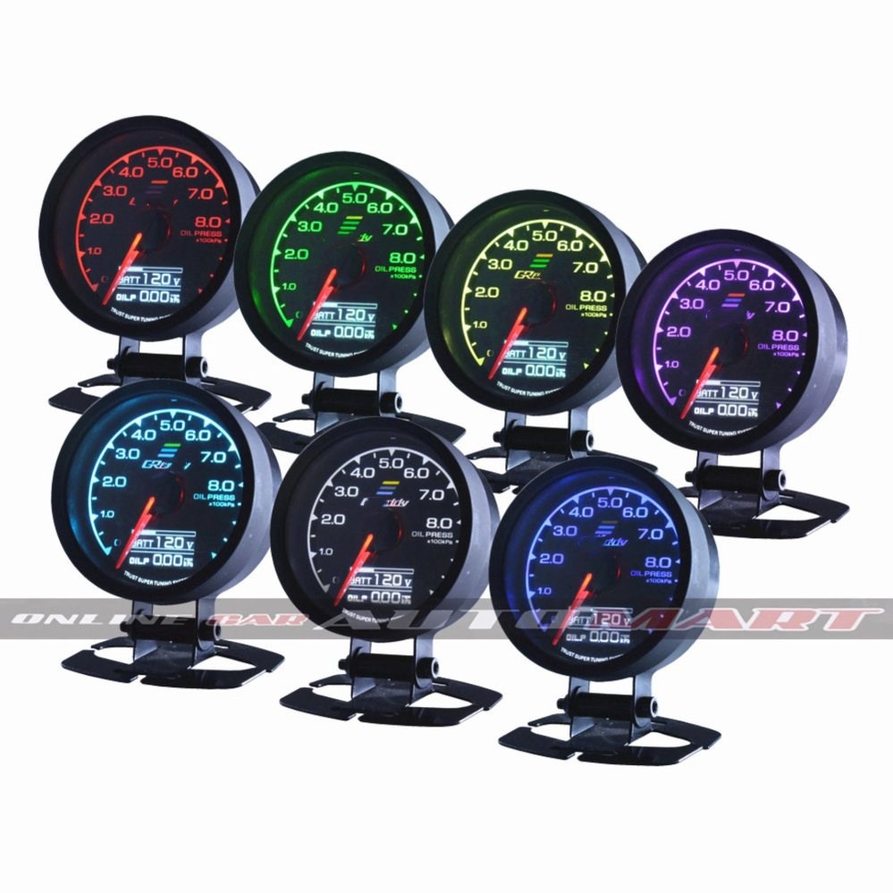 Brand G Greddy Meter Multi D/A Dauge 7 Colour Display Battery Volts TURBO VACUUM OIL TEMP OIL PRESS WATER TEMP