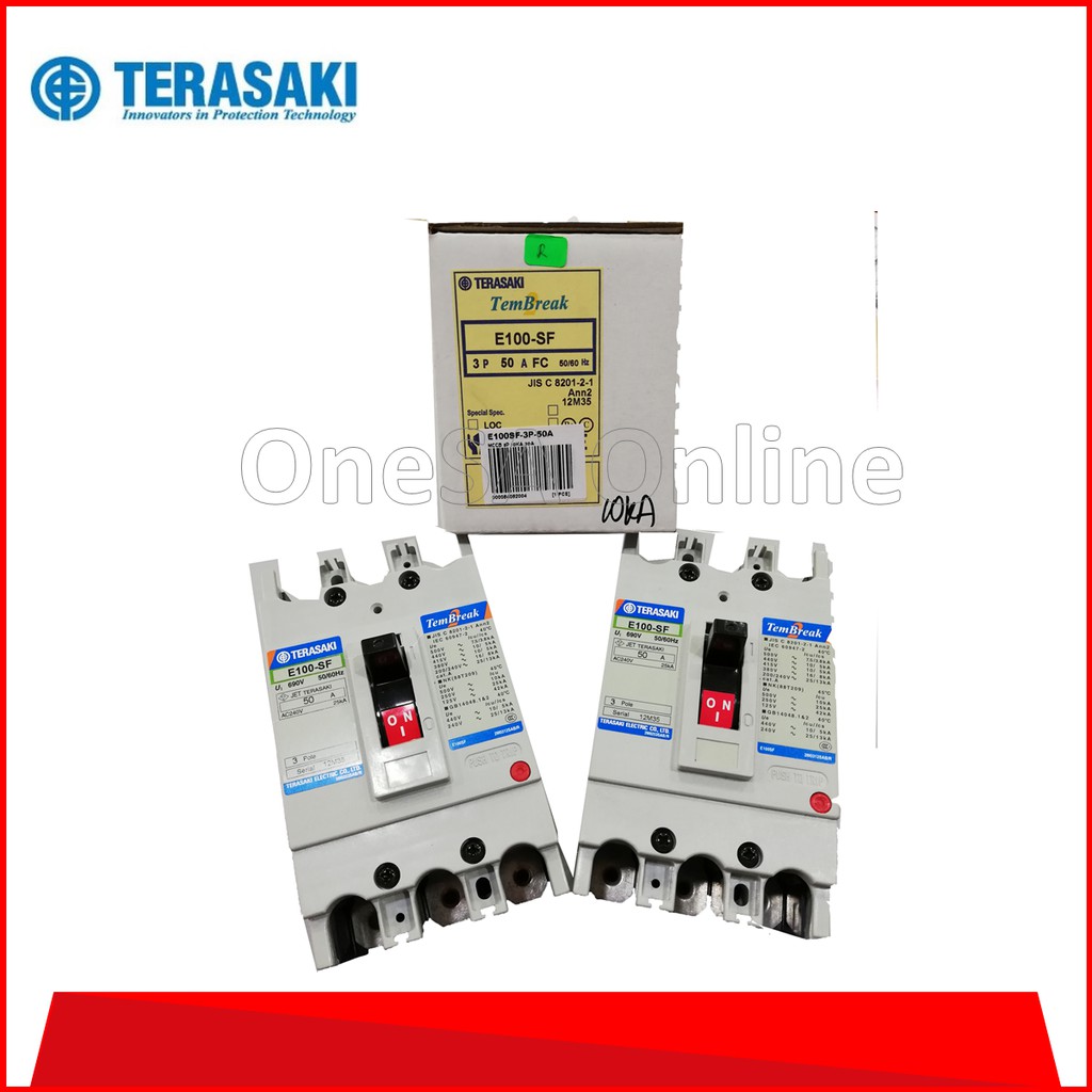 Electrical Equipment TERASAKI MOULDED CASE CIRCUIT BREAKER (MCCB) (E100SF3P) 3POLE 10KA