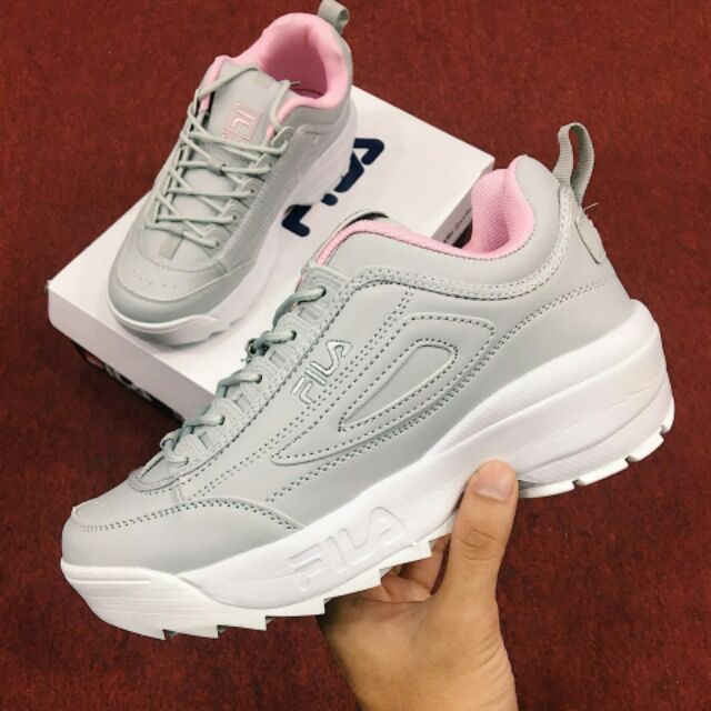 fila gray and pink sneakers