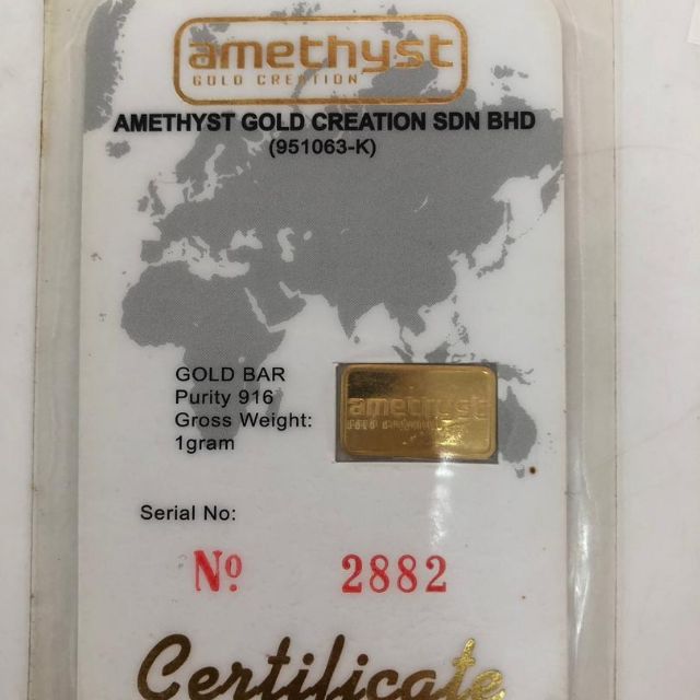 Amethyst Goldbar 1gram Emas 916 Shopee Malaysia