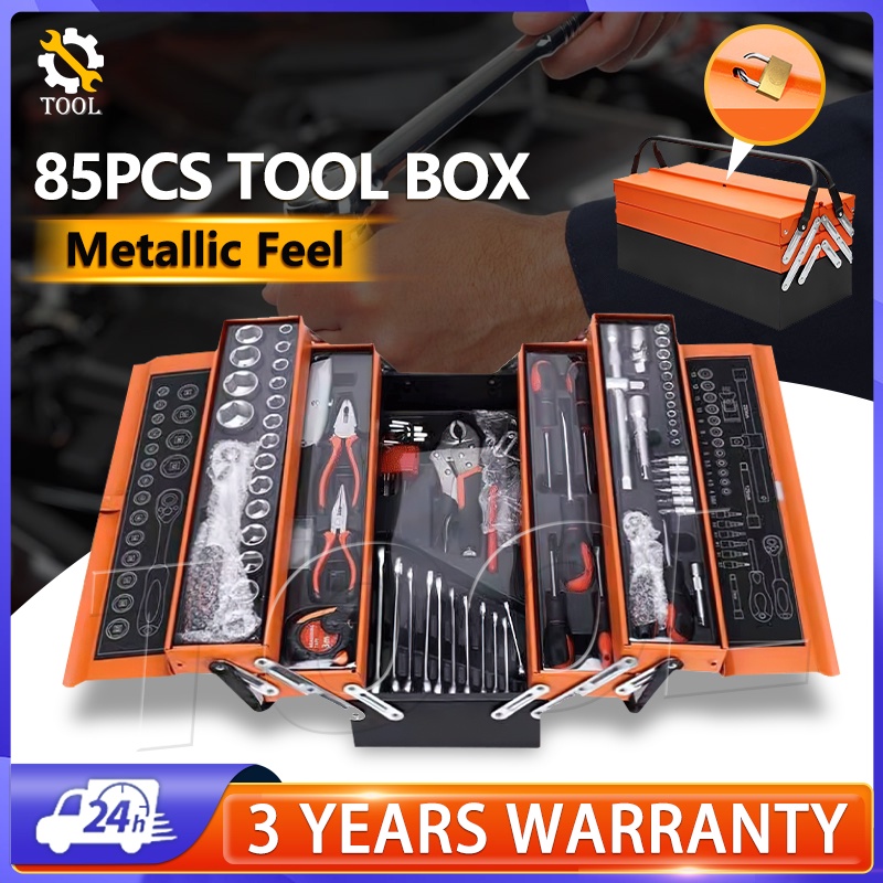 85pcs Tools Set Cantilever Metal Tool Box Set Tier 85pcs, Hobbies Toys