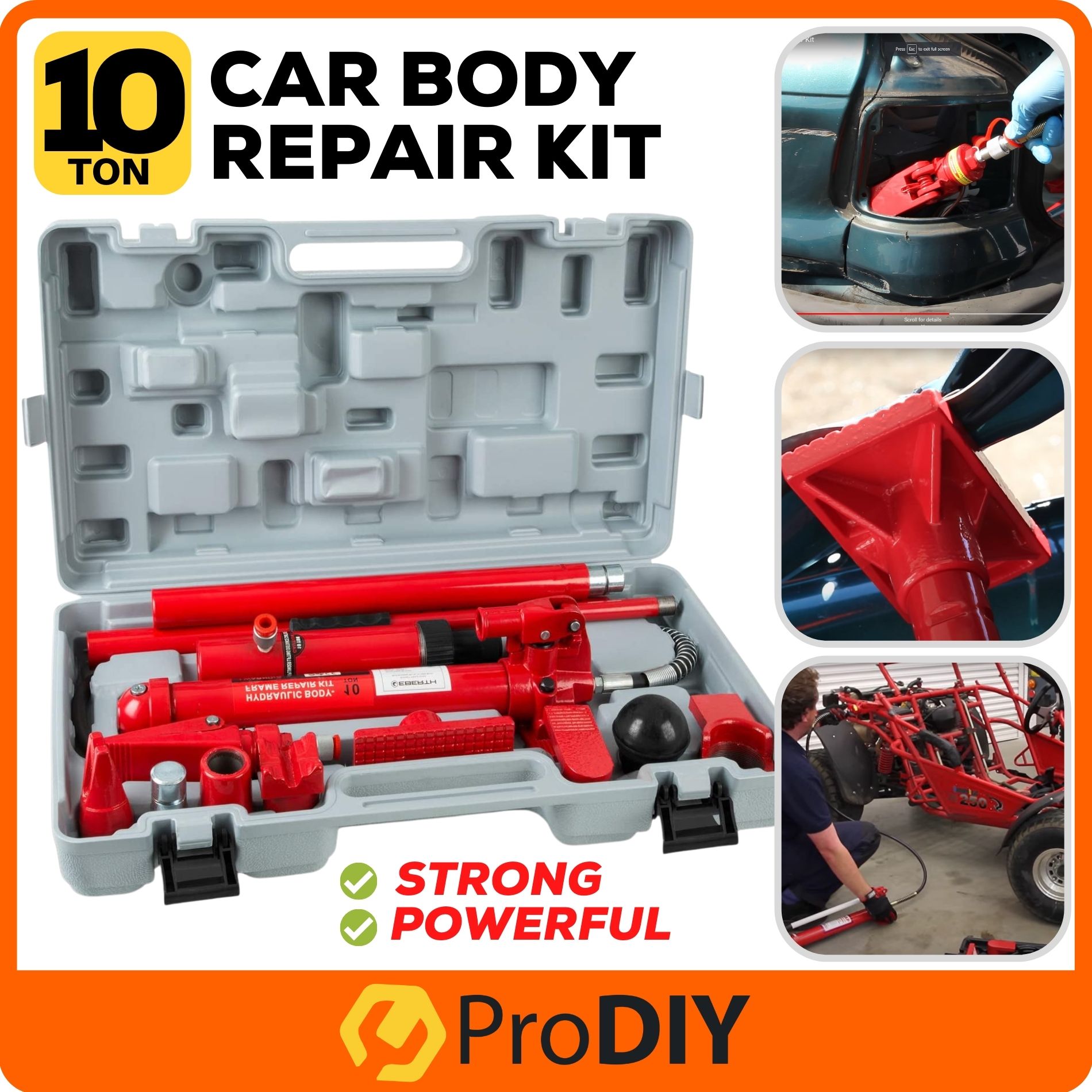 1 Set 10 Ton Car Body Repair Kit Jack Kit Power Jack Body Power Repair Kit Tools Alat Repair Kereta Van Lori