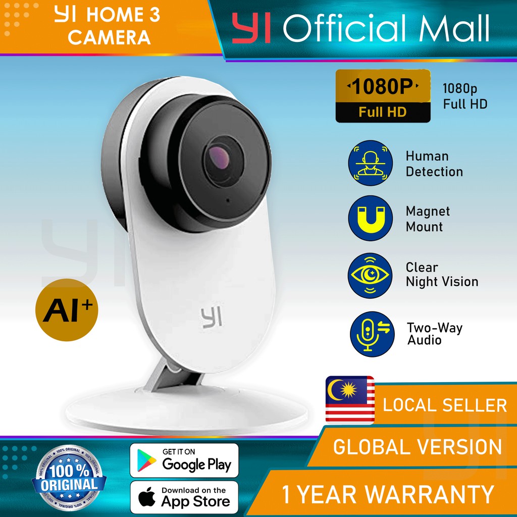 Yi Home Camera 3 1080p Full Hd Cctv Baby Crying Wifi Wireless Ai Powered Night Vision Ip Security Surveillance System Shopee Malaysia