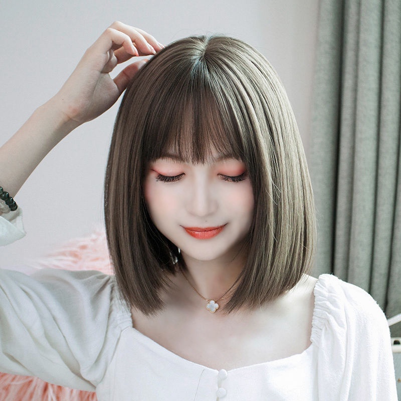 Wig Girls Short Hair Korean Style Natural Seamless Shoulder-Length Student  Head round Face Bobhaircut Short Hair Style F | Shopee Malaysia