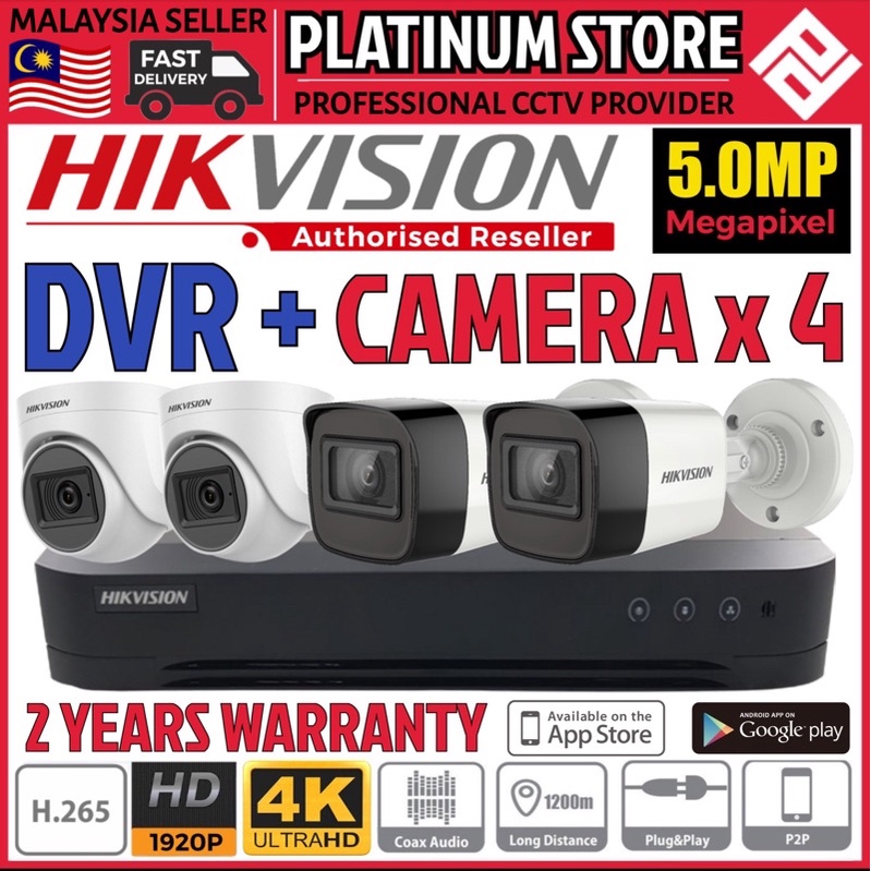 HIK HIKVISION 5MP 4-CHANNEL CCTV Ultra HD 1920P 5.0MP 4CH DVR + Camera ...