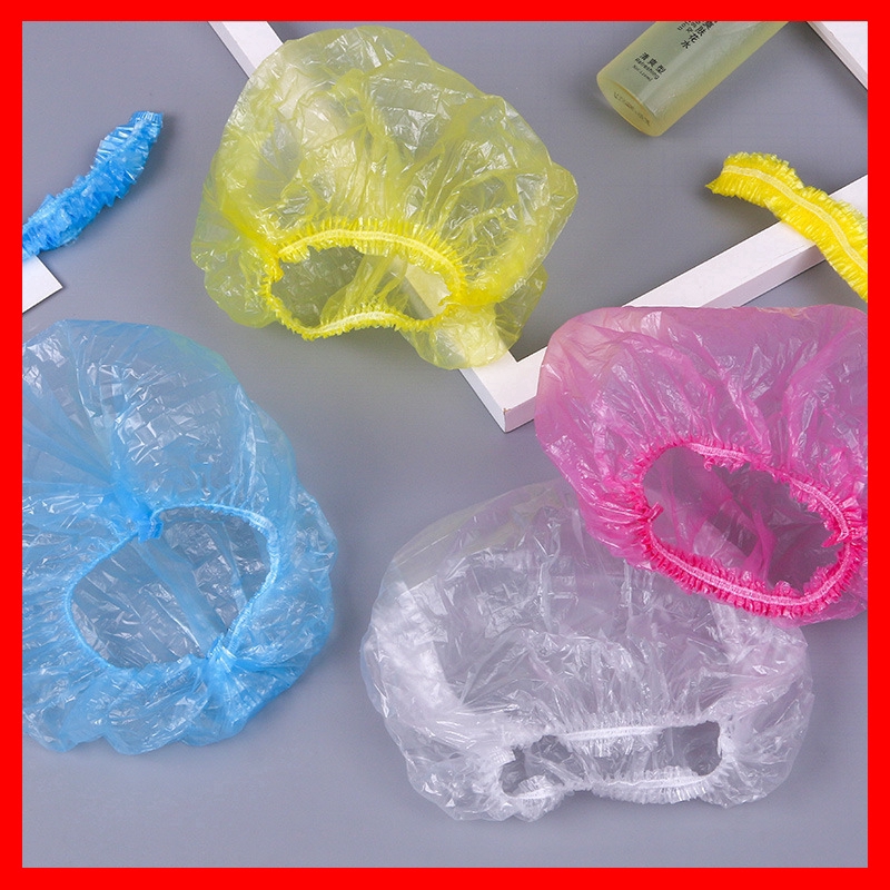 Disposable Headgear Waterproof Shower Caps Unisex Plastic Hat Bath Caps