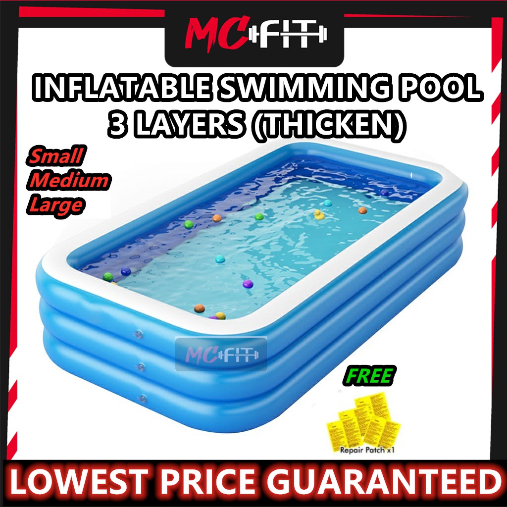 MCFIT 3 Layer Extra Large Thickened Rectangular Inflatable Family Swimming Pool Indoor Outdoor Kolam Air Mandi 户外充气游泳池