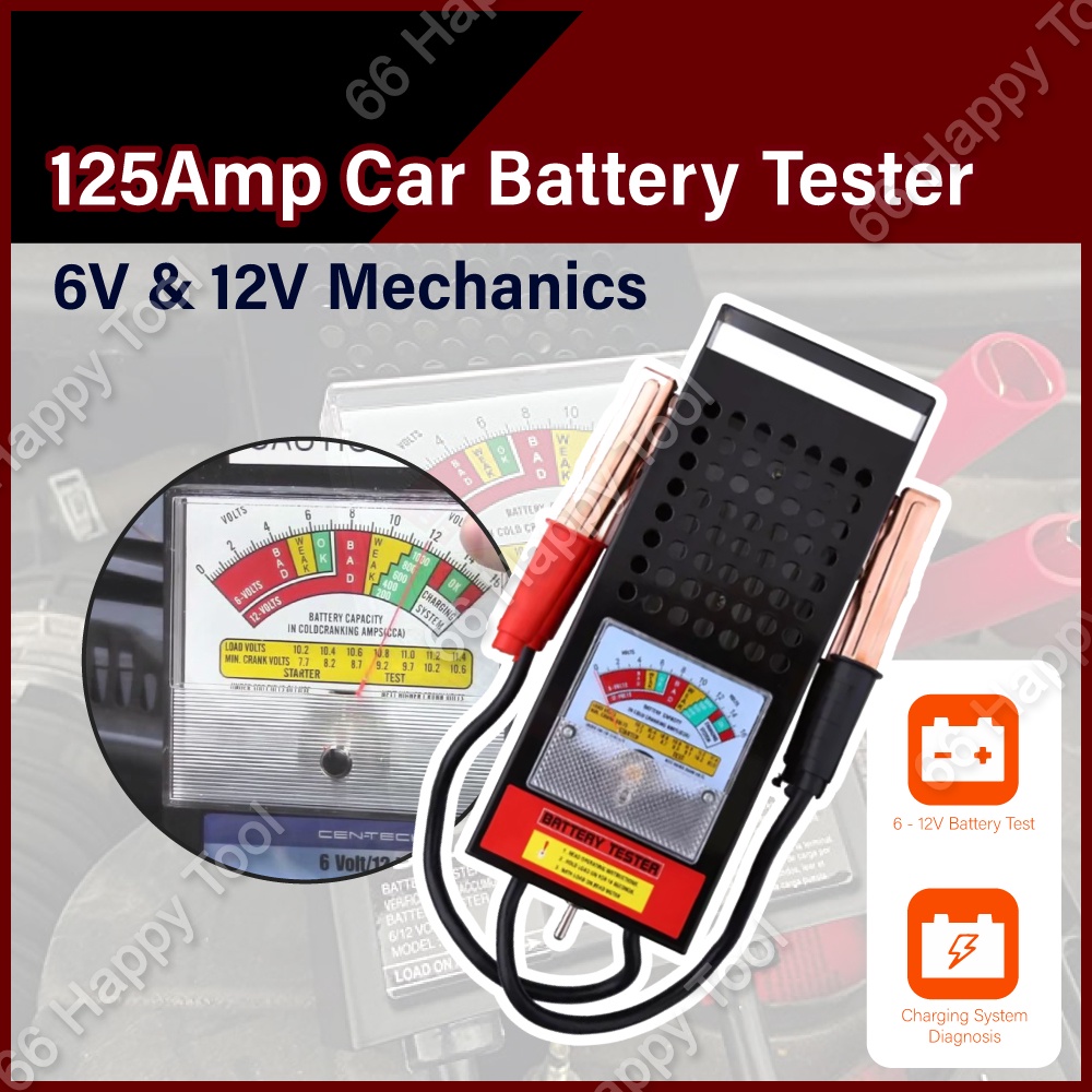 125Amp Automotive Battery Tester 6V 12V Mechanics Car Truck Detector