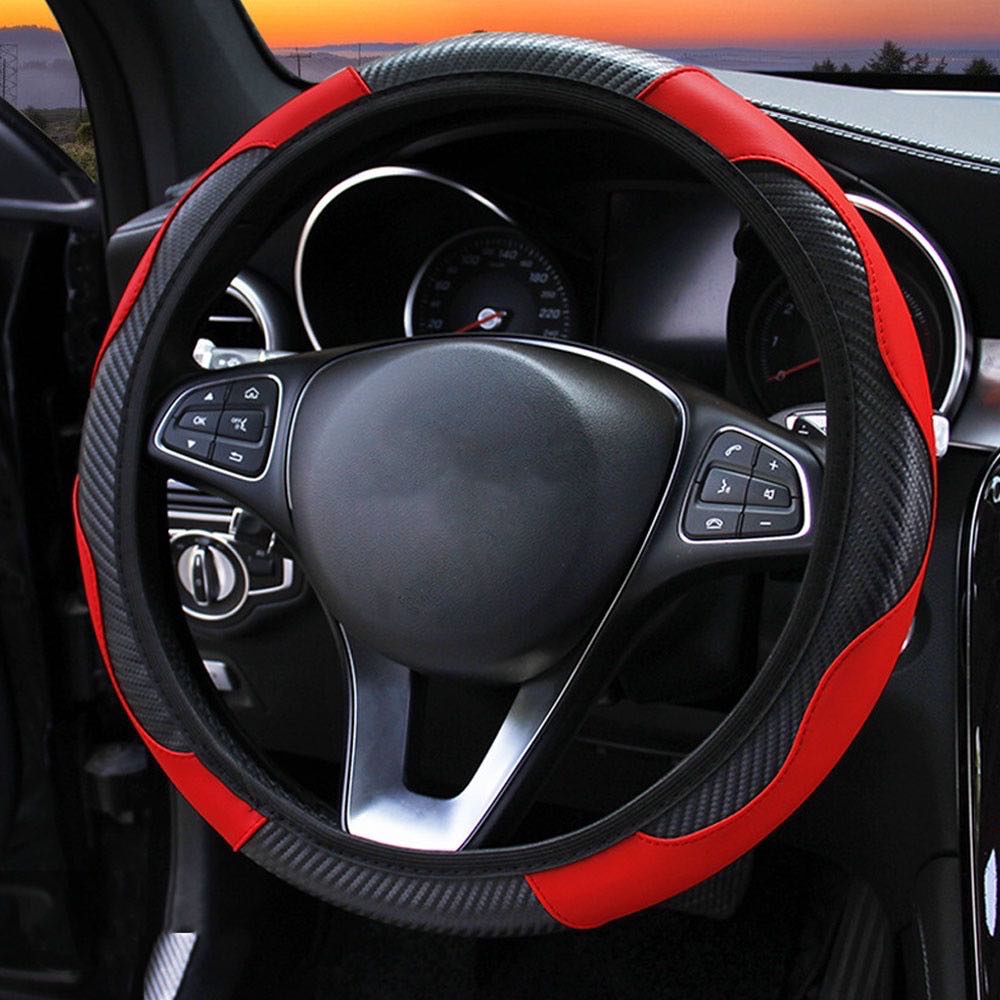 Universal Car Steering Cover Carbon 6D PU Leather Steering Wheel Cover