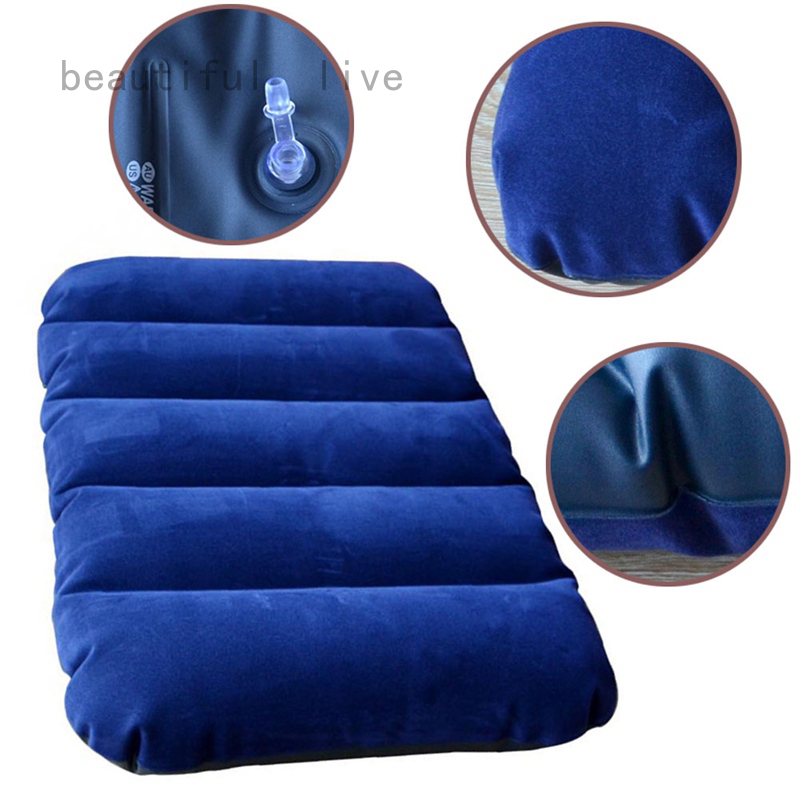 Beautiful live Inflatable Blow Up Flocked Camping Pillow Guest Air Mattress Cushion Style