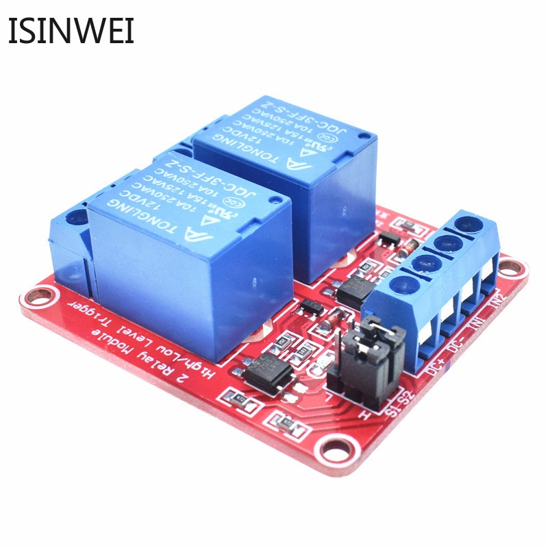 24V 2 Road Relay Module With Optocoupler Isolation Supports High And