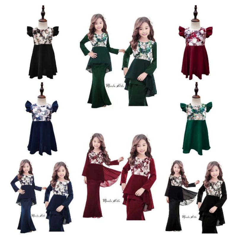 9m 13y Baju Raya Kanak Kanak Baju Raya Budak Perempuan Peplum Design