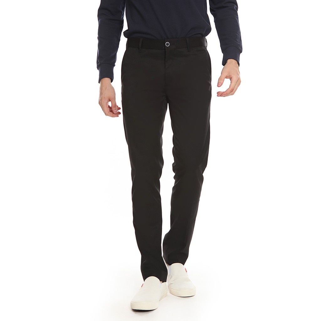 MANZONE Men's Formal Regular Fit Stretch Trump Pant-Black Trousers