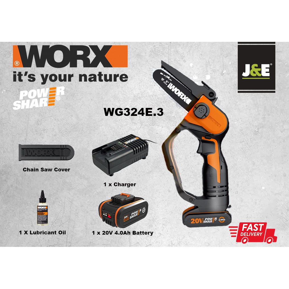 WORX WG324E PowerShare 20V MAX One Handed Cordless Pruning Saw 2.0Ah
