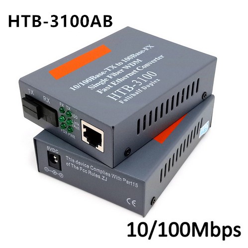 Fiber Optical Media Converter 10/100Mbps RJ45 Single mode 25KM HTB-3100A/B 1Pair 
