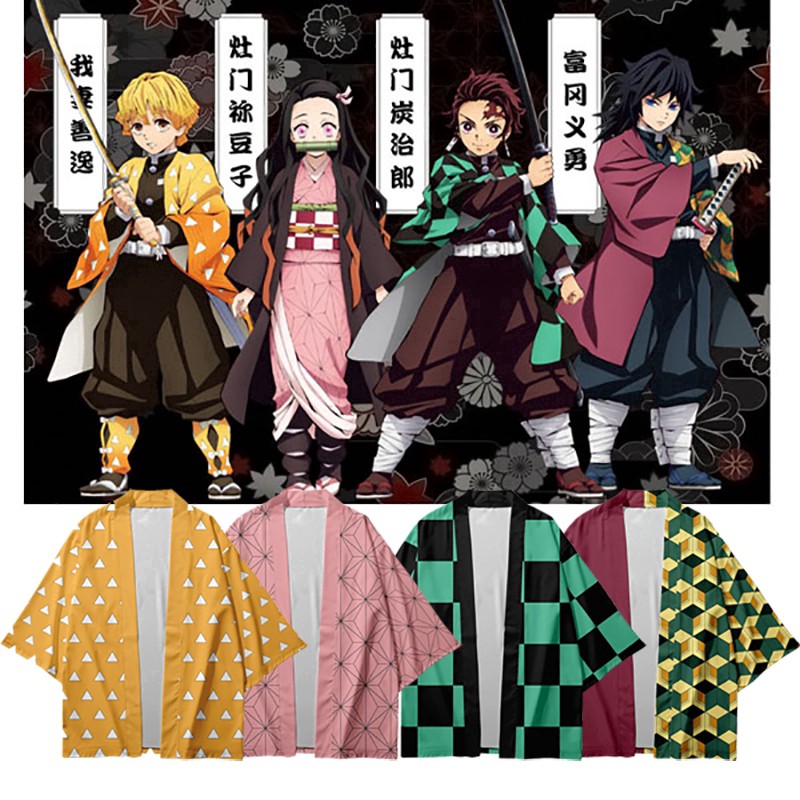 Anime Outerwear Demon Slayer Kimetsu No Yaiba Kamado Nezuko Cosplay Loose Haori Coat Shopee Malaysia