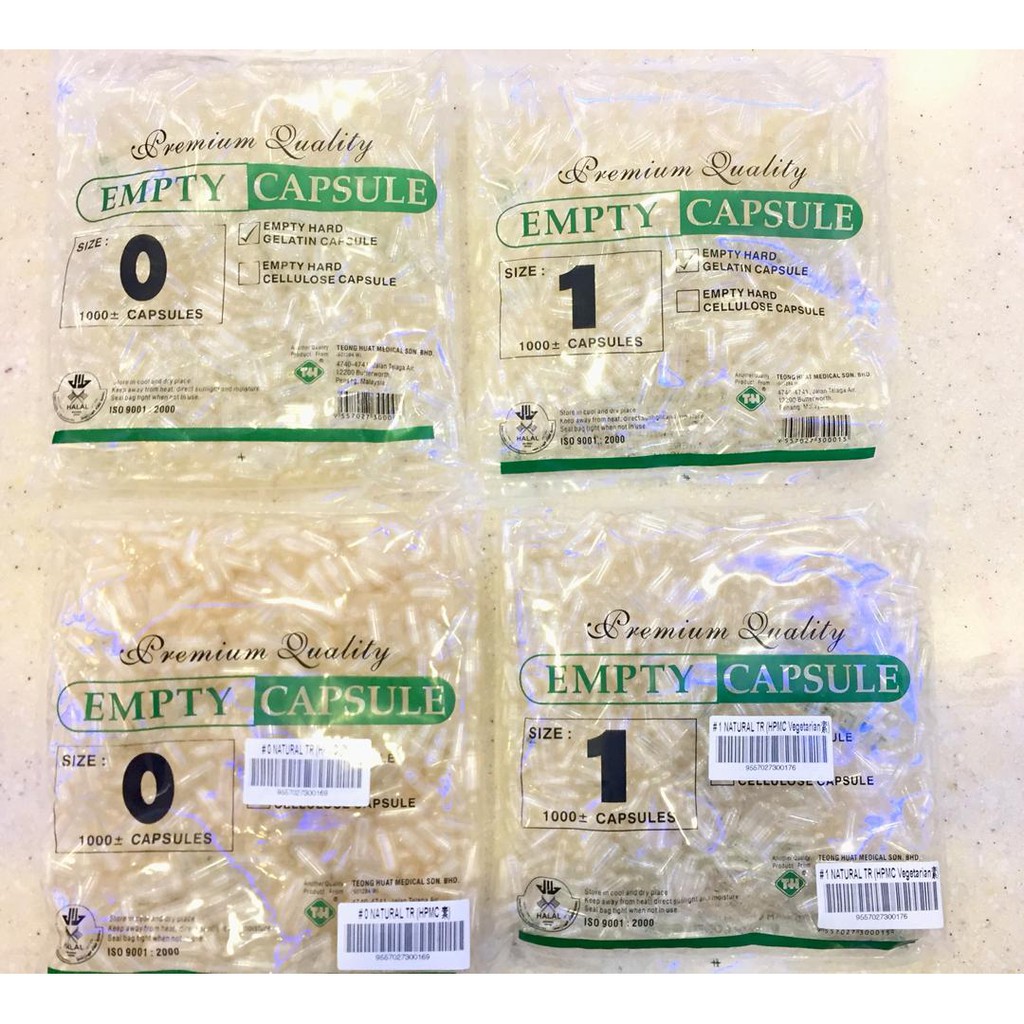 EMPTY CAPSULE 1000S ( VEGE / GELATIN CAPSULES ) HALAL CERTIFIED