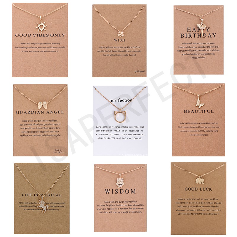 European and American cross border popular paper card necklace butterfly heart necklace pearl animal alloy necklace female fashion clavicle chain Necklace for Women