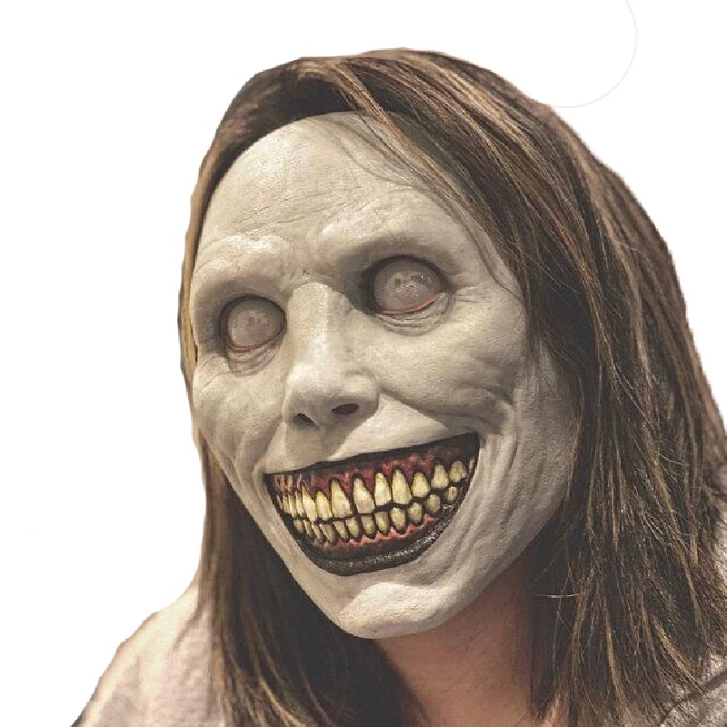 ❤Ready Stock❤Adult Horror Smiling Ghost Mask Creepy Scary Halloween Mask Party Half Exorcist Green Demon Masks Haunted House Game Devil Headgear Costume