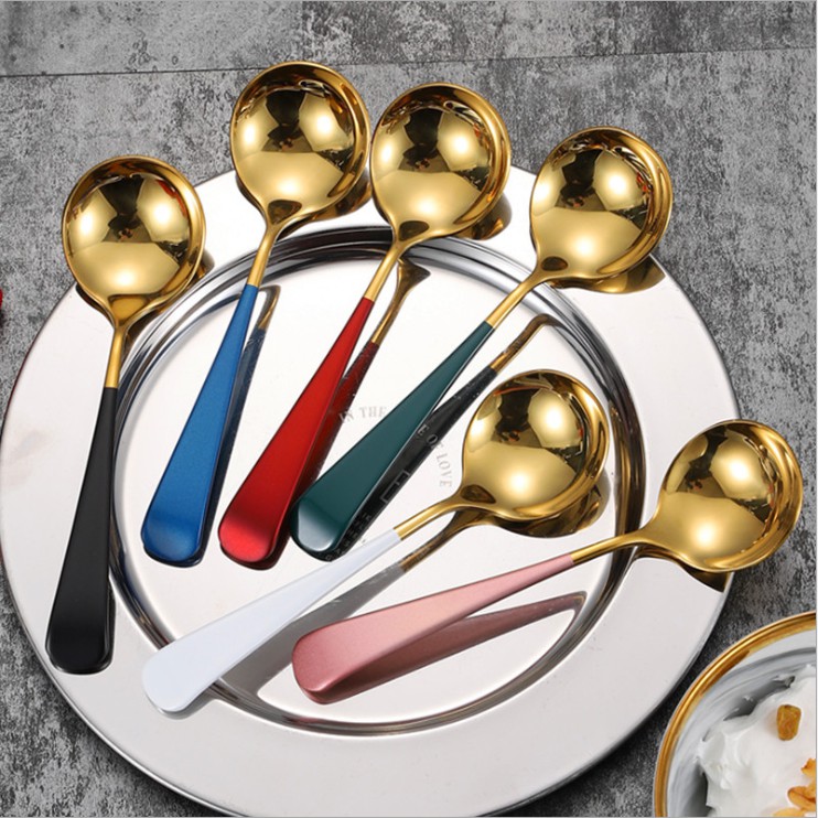 Soup Spoon 304 Stainless Steel Measuring Spoon Thick Big Head Round