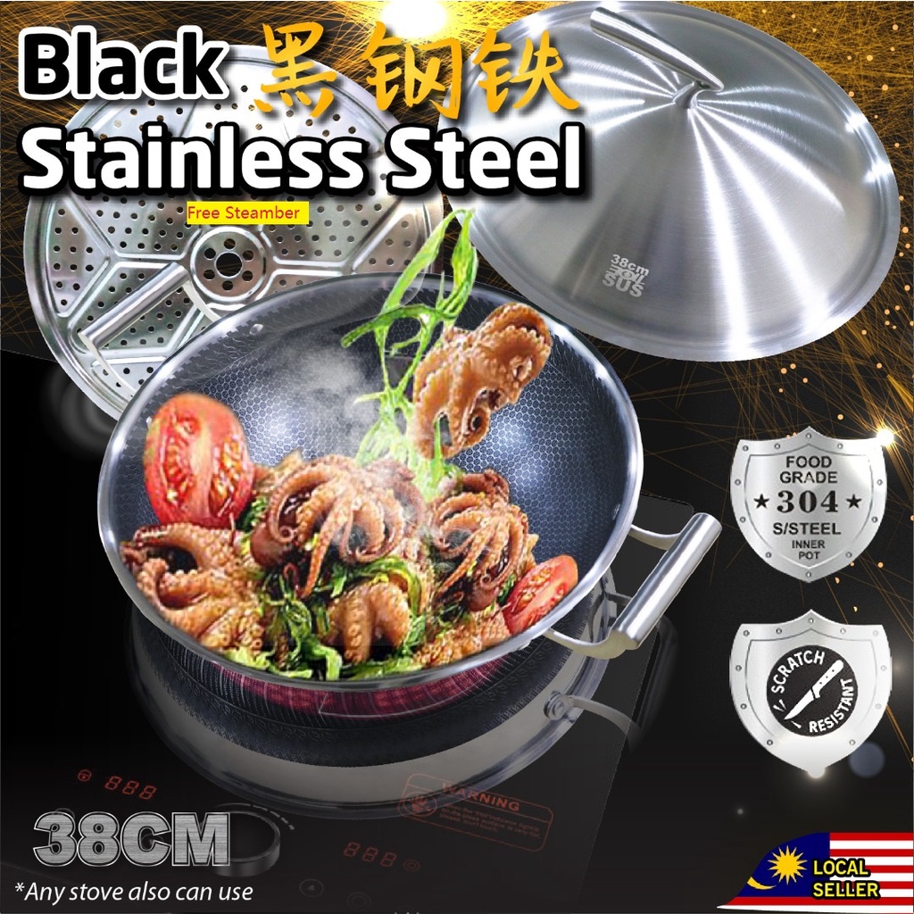 34cm/38cm/40cm fully wok & 304 Stainless Steel Wok