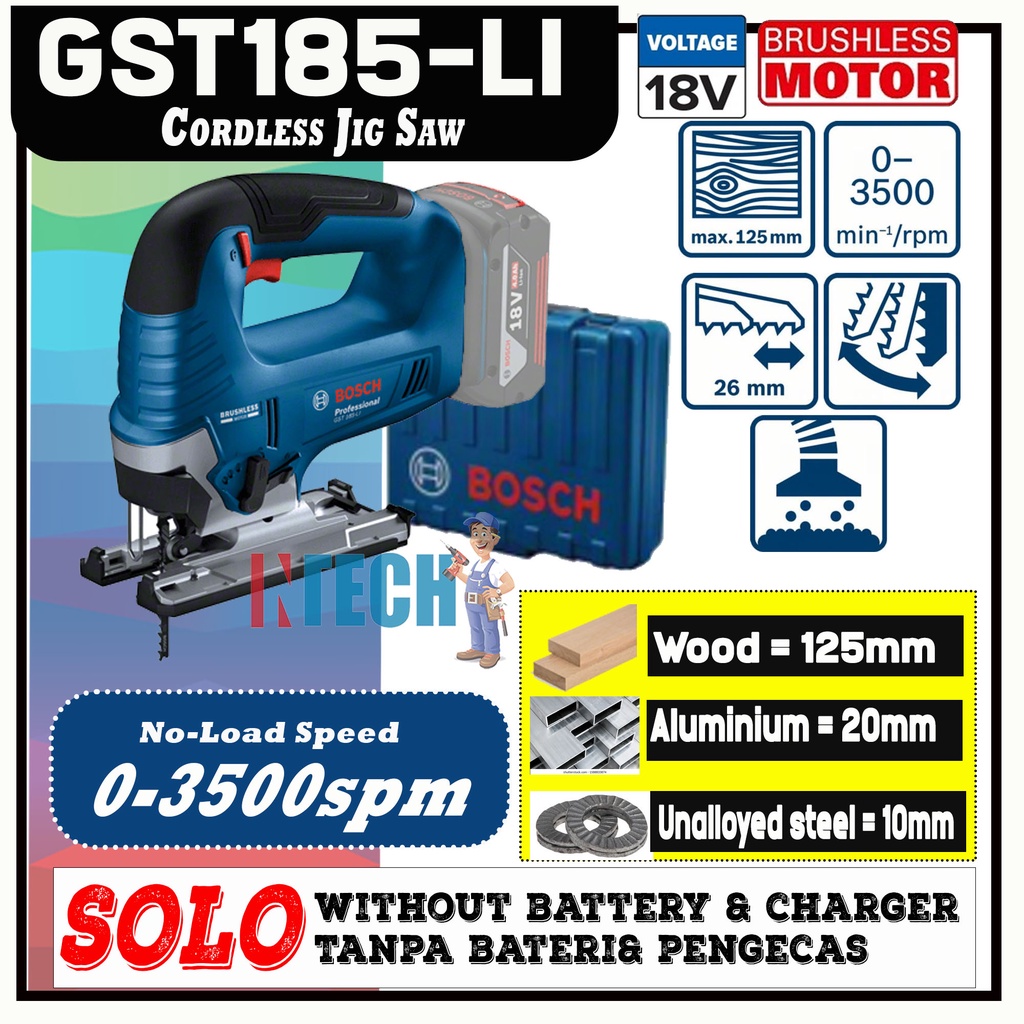 BOSCH GST185LI / GST185LI BRUSHLESS MOTOR CORDLESS JIG SAW ** SOLO