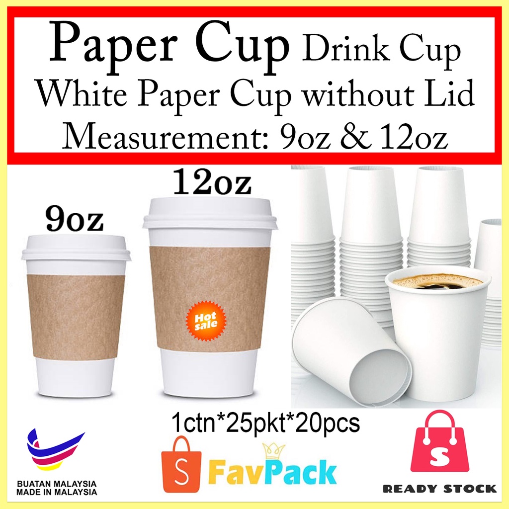[READY STOCK] White Paper Cup without Lid / Hot & Cold Drink Cup ...