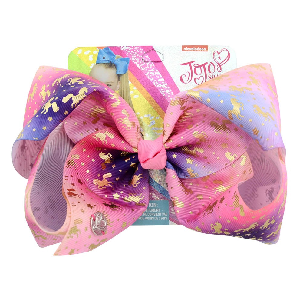 Large Rainbow Hair Bow Unicorn Print Hairpin Kids Girl Hair